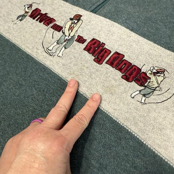 Vtg 90s Drive With the Big Dogs 1/4 Zip Fleece Sweater Large Outdoors Green Mens - Picture 10 of 10